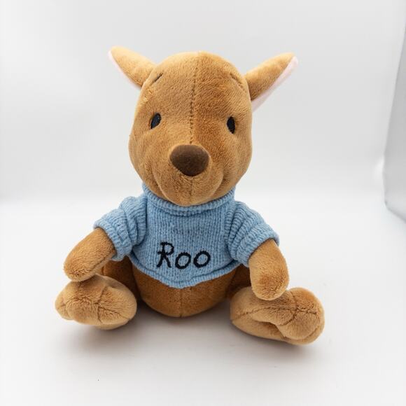 Disney Parks 8" Plush Stuffed Winnie The Pooh Roo Kangaroo Joey Blue Sweater - Picture 1 of 8